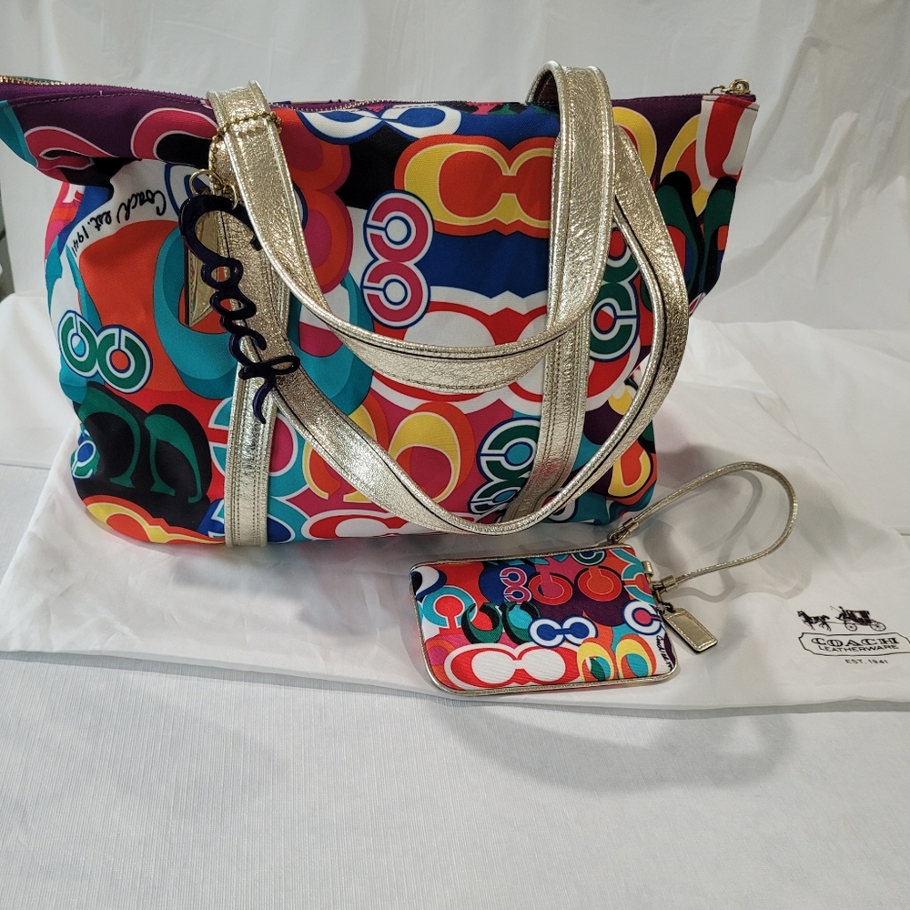 Colorful Coach bag and wristlet - Picture 3 of 5
